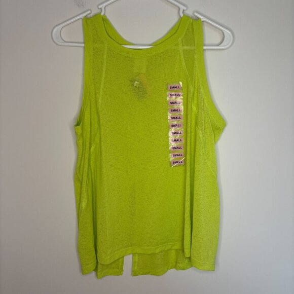 MEMBERS MARK NEW Work It Out Burnout Tank Womens S Lime Back Slit - Picture 1 of 3